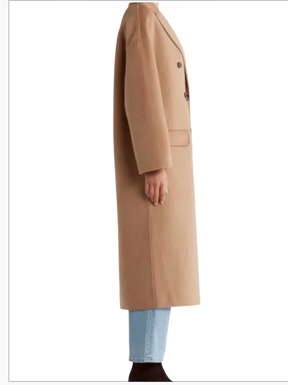 Reiss Lara Camel Double Breasted Wool Blend Overcoat Size 8 - Picture 3 of 8